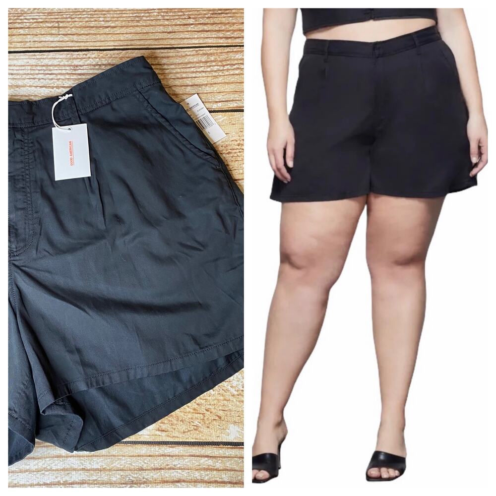 NWT Good American Black Drapey Trouser Shorts
